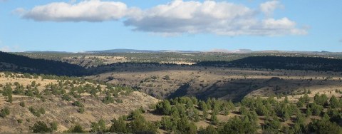 The Donner und Blitzen canyon cuts through the flat western slope of Steens Mountain